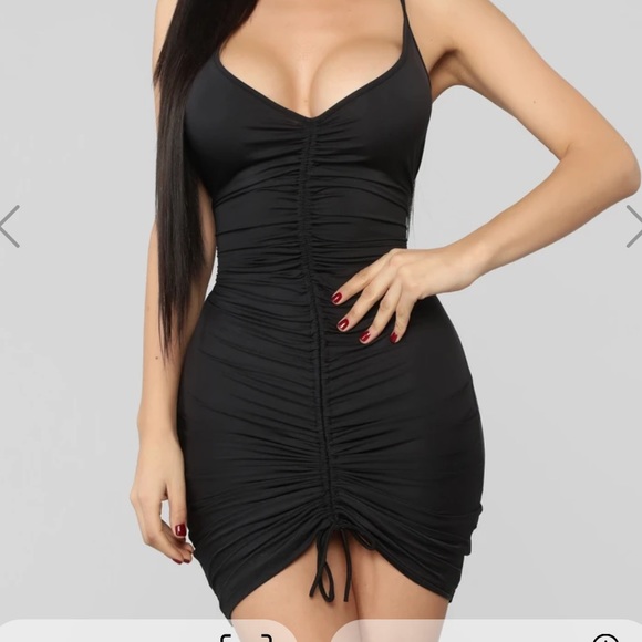 Ruched Black Dress Fashion Nova - Picture 2 of 5